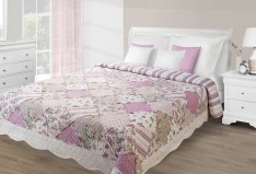 Posteľná prikrývka 170x210 EVA 03 - ružová  krém